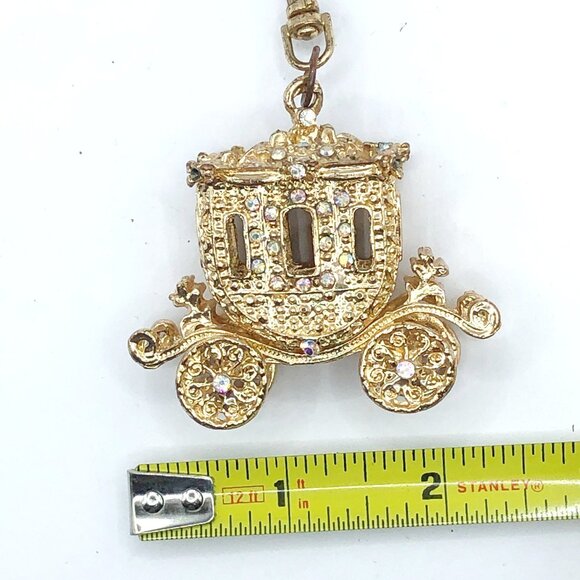 Sparkly rhinestone gold tone stage coach keychain purse charm - Picture 9 of 11